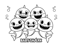 Simple Coloring Page Of The Baby Shark Family Coloring Sketch, Free Vectors File